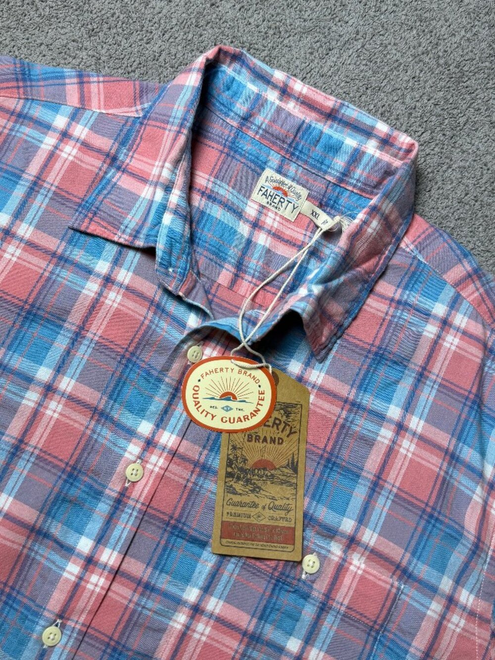 Faherty Tropical Organic Cotton Blend Fall Soft Plaid Shirt Preppy Men's XXL NWT